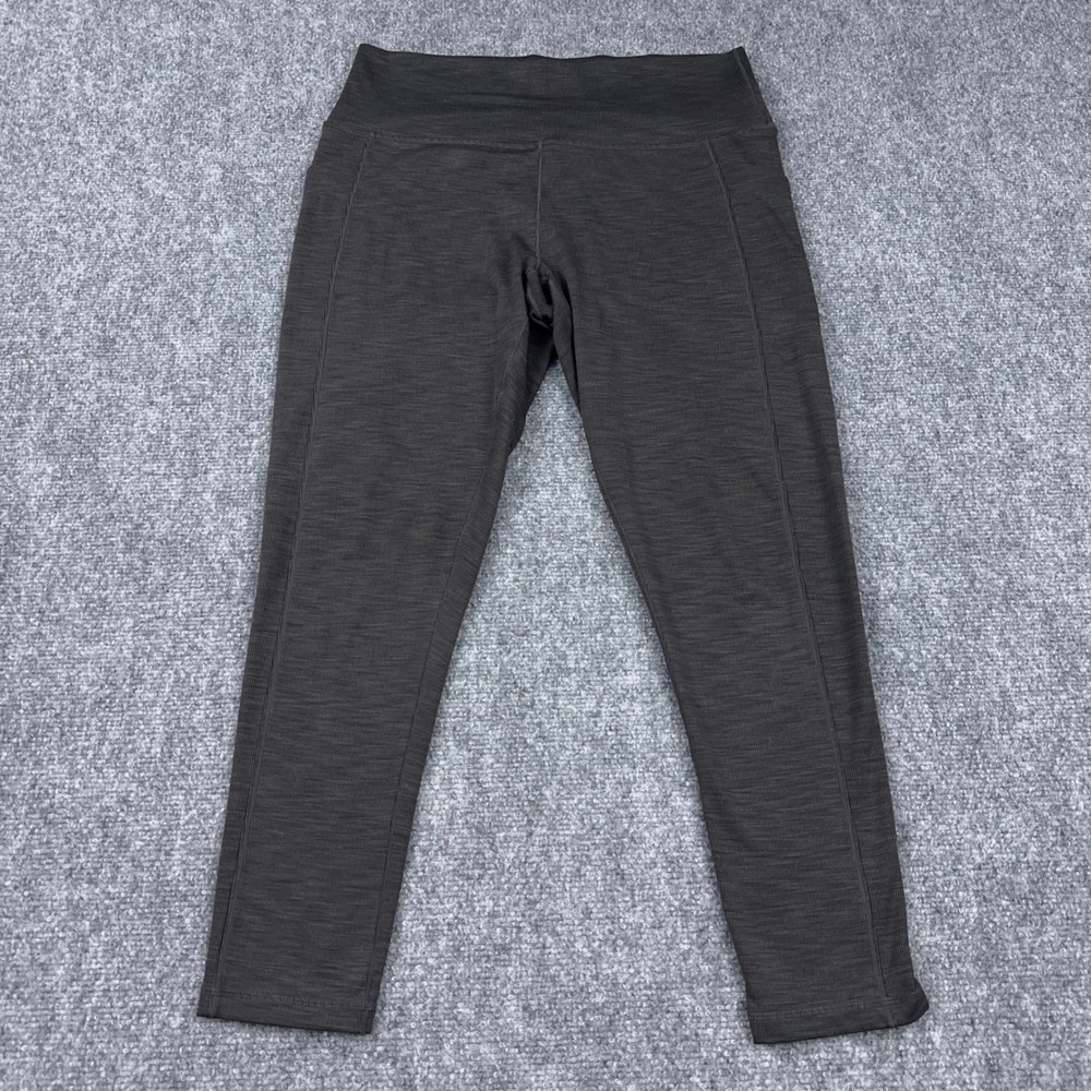 prAna Becksa 7/8 Leggings Women XL Gray Ribbed High Rise Side Pockets